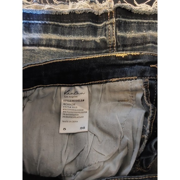 Women's Kancan Distressed Raw Hem Denim Skirt Size 26 - Picture 4 of 7